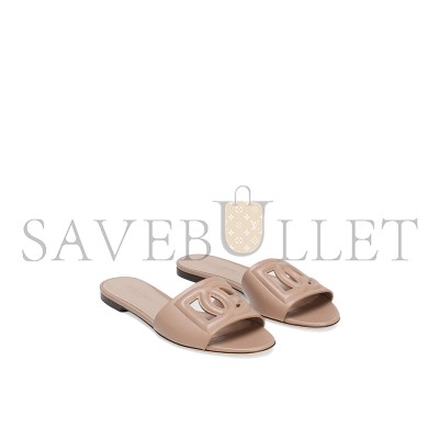 DOLCE GABBANA CALFSKIN SLIDES WITH DG LOGO CQ0436AY32980402 DOLCE GABBANA CALFSKIN SLIDES WITH DG LOGO CQ0436AY32980402